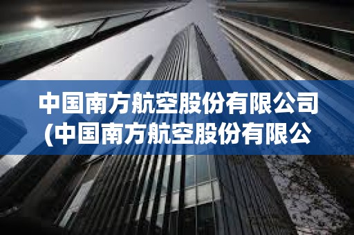 中國南方航空股份有限公司(中國南方航空股份有限公司深圳分公司)