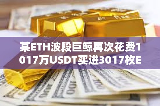 某ETH波段巨鯨再次花費1017萬USDT買進3017枚ETH