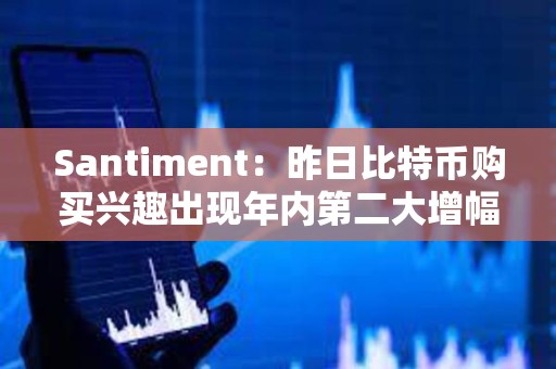 Santiment：昨日比特幣購買興趣出現年內第二大增幅
