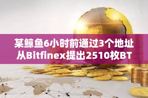 某鯨魚6小時前通過3個地址從Bitfinex提出2510枚BTC