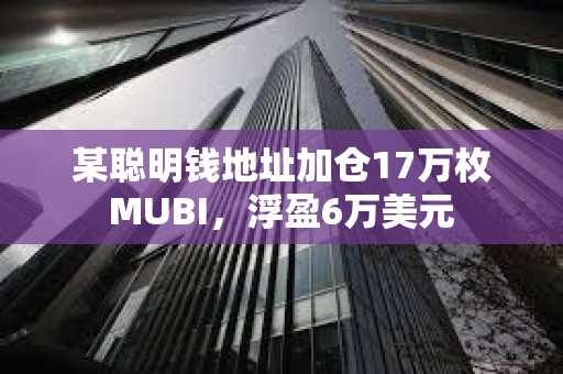 某聰明錢地址加倉17萬枚MUBI，浮盈6萬美元