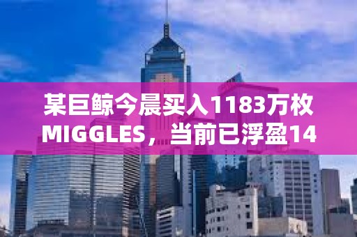 某巨鯨今晨買入1183萬枚MIGGLES，當前已浮盈14.2萬美元