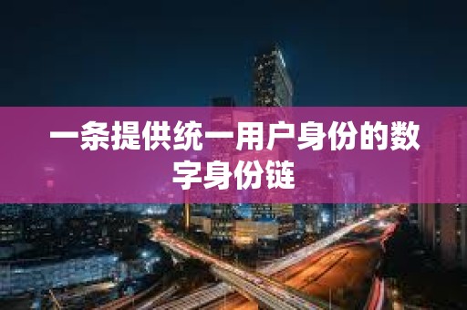 一條提供統一用戶身份的數字身份鏈