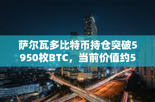 薩爾瓦多比特幣持倉突破5950枚BTC，當前價值約5.65億美元