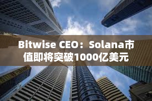 Bitwise CEO：Solana市值即將突破1000億美元