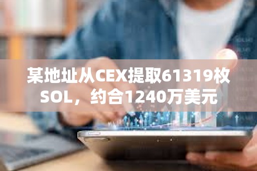 某地址從CEX提取61319枚SOL，約合1240萬美元