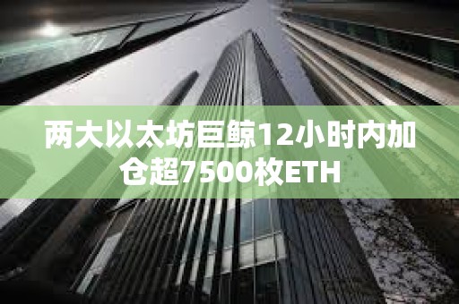 兩大以太坊巨鯨12小時內(nèi)加倉超7500枚ETH