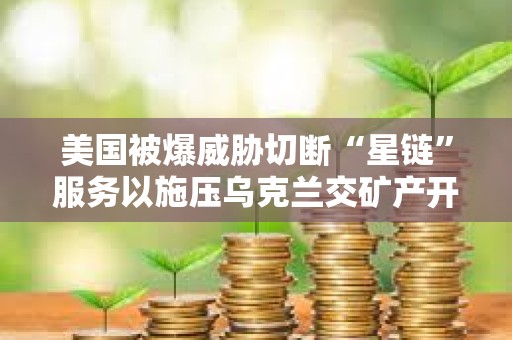 美國被爆威脅切斷“星鏈”服務以施壓烏克蘭交礦產開采權，馬斯克否認