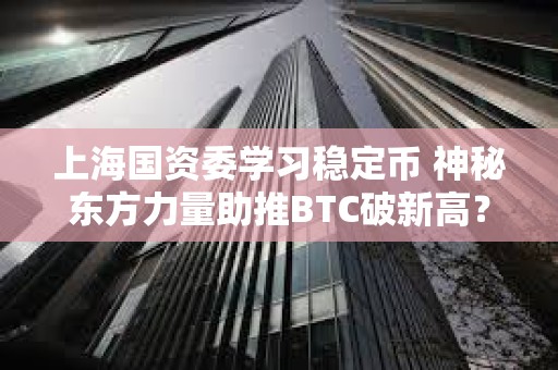 上海國資委學習穩定幣 神秘東方力量助推BTC破新高？