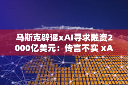 馬斯克辟謠xAI尋求融資2000億美元：傳言不實 xAI資金充足 目前不尋求融資