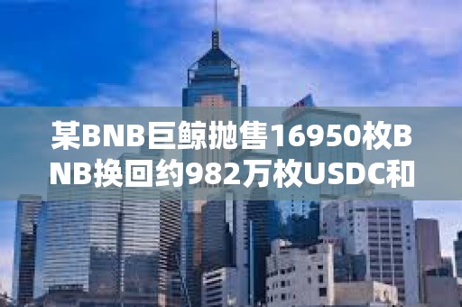 某BNB巨鯨拋售16950枚BNB換回約982萬枚USDC和USDT