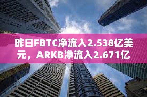 昨日FBTC凈流入2.538億美元，ARKB凈流入2.671億美元