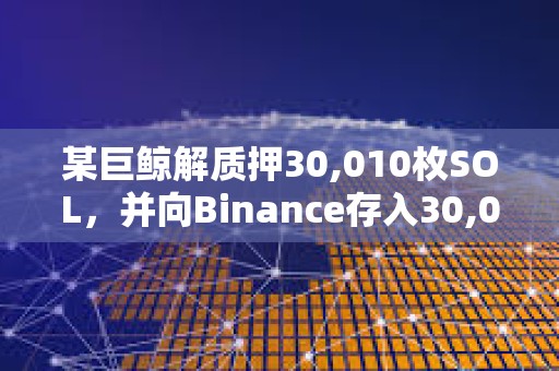 某巨鯨解質(zhì)押30,010枚SOL，并向Binance存入30,050枚SOL