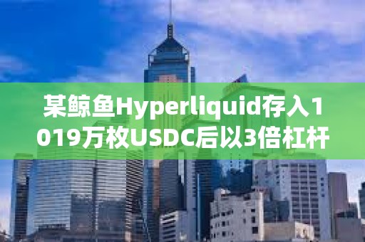 某鯨魚Hyperliquid存入1019萬枚USDC后以3倍杠桿做空WLFI