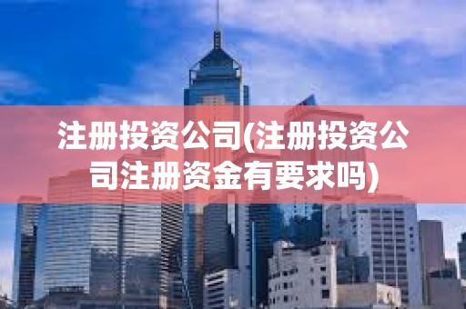 注冊投資公司(注冊投資公司注冊資金有要求嗎)