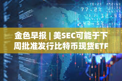 金色早報 | 美SEC可能于下周批準發行比特幣現貨ETF 虛擬資產將從本輪經濟周期中跑出