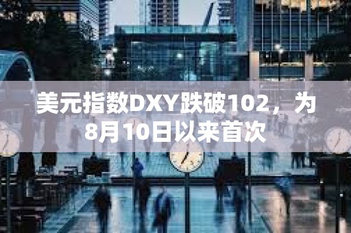 美元指數DXY跌破102，為8月10日以來首次