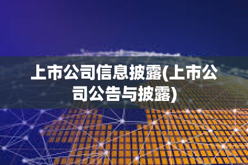 上市公司信息披露(上市公司公告與披露) 上市公司信息披露(上市公司公告與披露)
