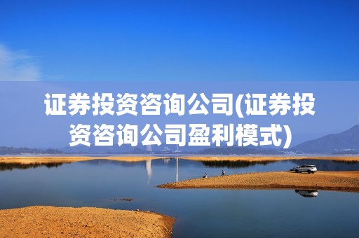 證券投資咨詢公司(證券投資咨詢公司盈利模式)