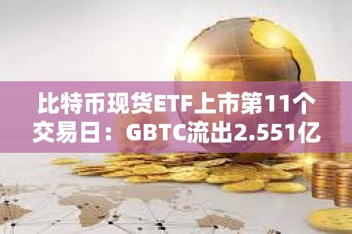 比特幣現貨ETF上市第11個交易日：GBTC流出2.551億美元