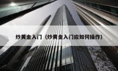 炒黃金入門（炒黃金入門應如何操作）