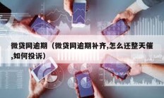 微貸網(wǎng)逾期（微貸網(wǎng)逾期補齊,怎么還整天催,如何投訴）