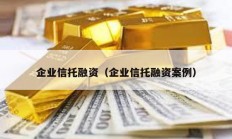企業(yè)信托融資（企業(yè)信托融資案例）