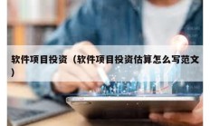 軟件項(xiàng)目投資（軟件項(xiàng)目投資估算怎么寫范文）