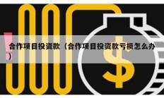合作項(xiàng)目投資款（合作項(xiàng)目投資款虧損怎么辦）