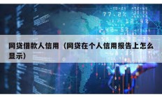 網(wǎng)貸借款人信用（網(wǎng)貸在個人信用報告上怎么顯示）