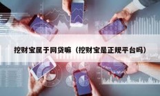 挖財寶屬于網貸嘛（挖財寶是正規平臺嗎）