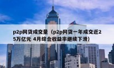 p2p網(wǎng)貸成交量（p2p網(wǎng)貸一年成交近25萬億元 4月綜合收益率繼續(xù)下滑）