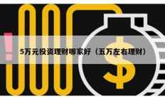 5萬元投資理財哪家好（五萬左右理財）