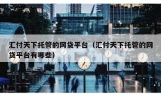 匯付天下托管的網(wǎng)貸平臺（匯付天下托管的網(wǎng)貸平臺有哪些）