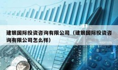 建銀國際投資咨詢有限公司（建銀國際投資咨詢有限公司怎么樣）