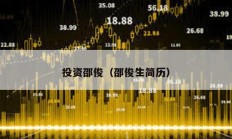 投資邵俊（邵俊生簡歷）