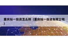 重慶標(biāo)一投資怎么樣（重慶標(biāo)一投資有限公司）