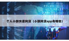 個人小額快速網貸（小額網貸app有哪些）