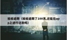 拍拍逾期（拍拍逾期了100天,還能在app上進行還款嗎）