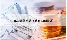 p2p網貸術語（啥叫p2p網貸）