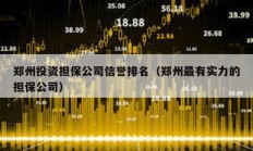 鄭州投資擔(dān)保公司信譽排名（鄭州最有實力的擔(dān)保公司）