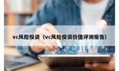 vc風(fēng)險投資（vc風(fēng)險投資價值評測報告）