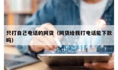 只打自己電話的網貸（網貸給我打電話能下款嗎）